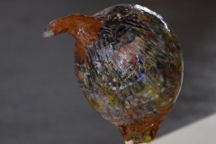 Sculptured bird, underglaze, glaze.
